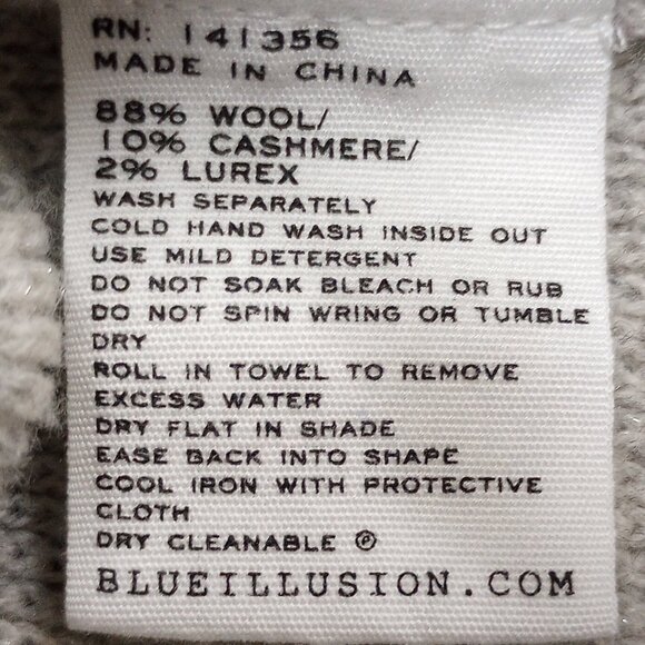 Marled Grey Lurex Shimmer Wool Cashmere Pullover Sweater Bell Sleeve XXL - Picture 3 of 5